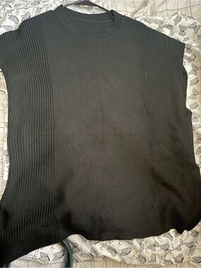 SHEIN Black Knit Sleeveless Tunic Sweater